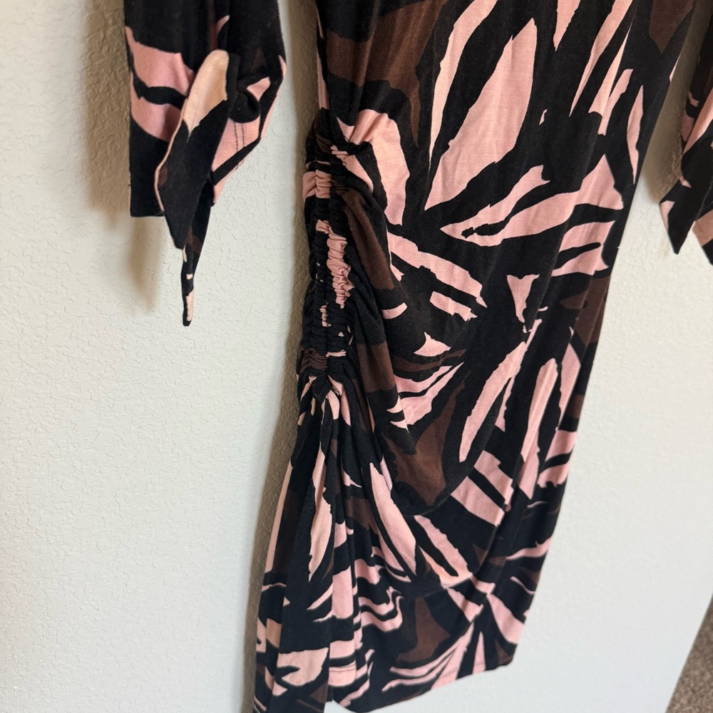 Cache Vintage Dress Cold Shoulder Ruched Asymmetrical Batwing Office Business - Picture 4 of 8
